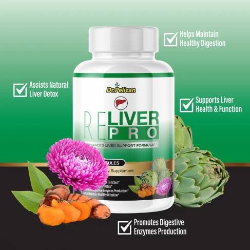 Key benefits of Reliver Pro including liver support, toxin reduction, improved digestion, and weight management